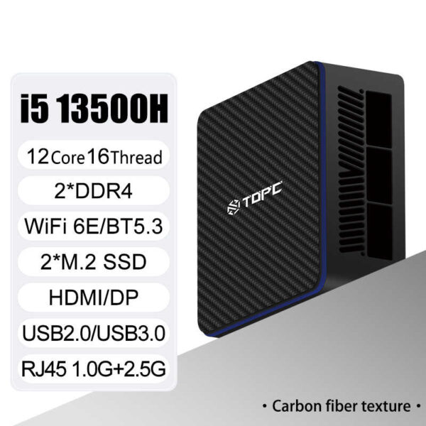 TOPC厂家直销迷你电脑i5-13500H 2xLAN 2xDDR4 2xNVMe台式迷你游戏电脑WiFi6E BT5.2 - 图片 2