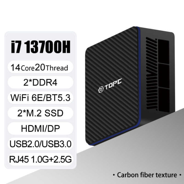 TOPC厂家直销迷你电脑i5-13500H 2xLAN 2xDDR4 2xNVMe台式迷你游戏电脑WiFi6E BT5.2 - 图片 3