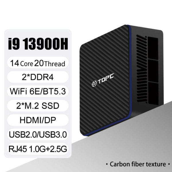 TOPC厂家直销迷你电脑i5-13500H 2xLAN 2xDDR4 2xNVMe台式迷你游戏电脑WiFi6E BT5.2